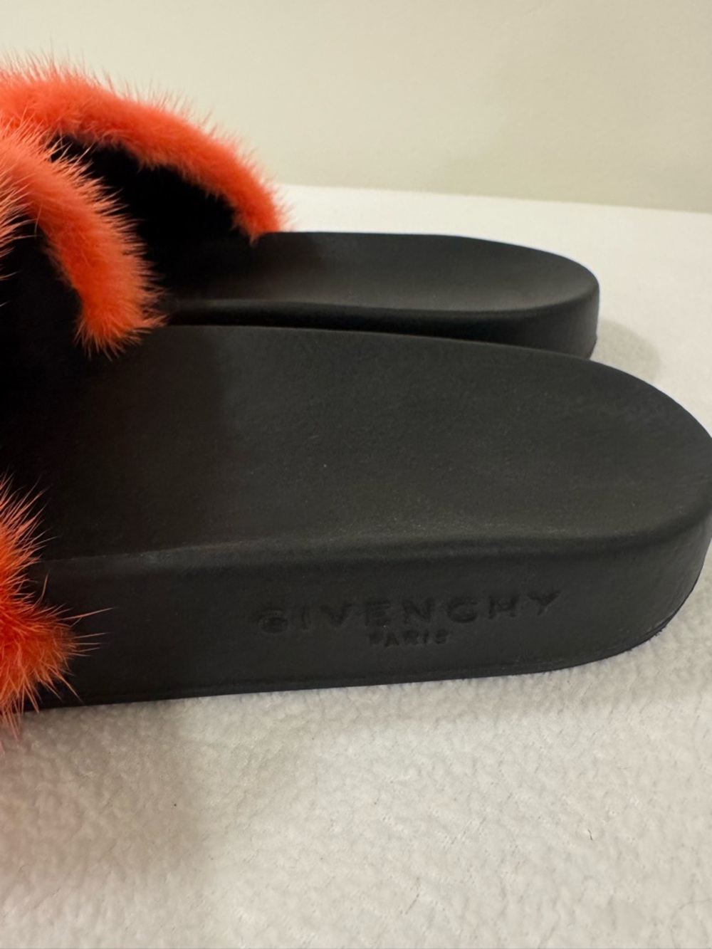 Givenchy Orange Fur Slide Sandals Platform Slides Size - Picture 2 of 4